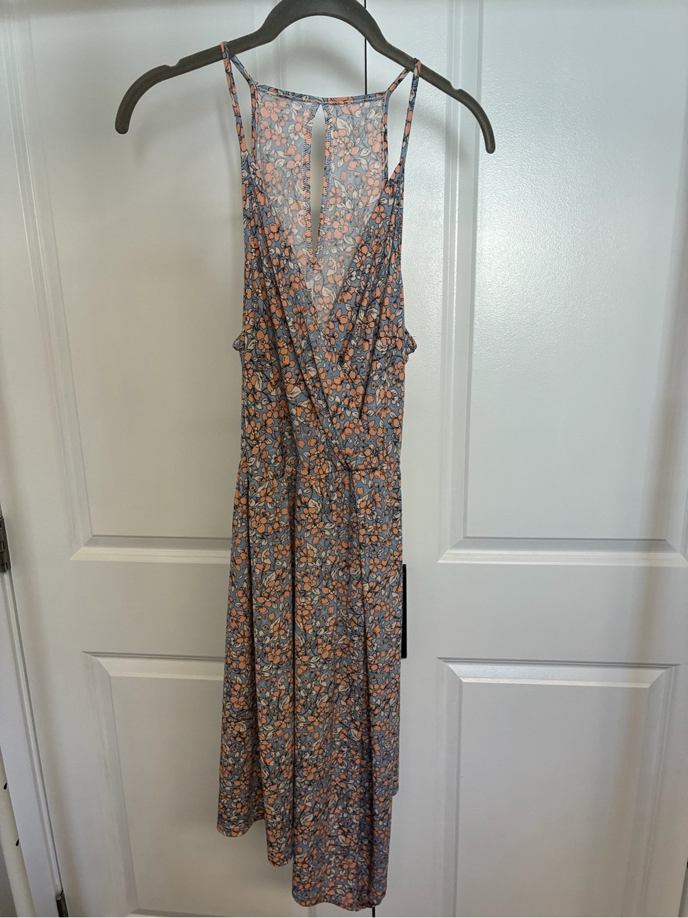 BCBGeneration Peach Floral Maxi Dress on Blue